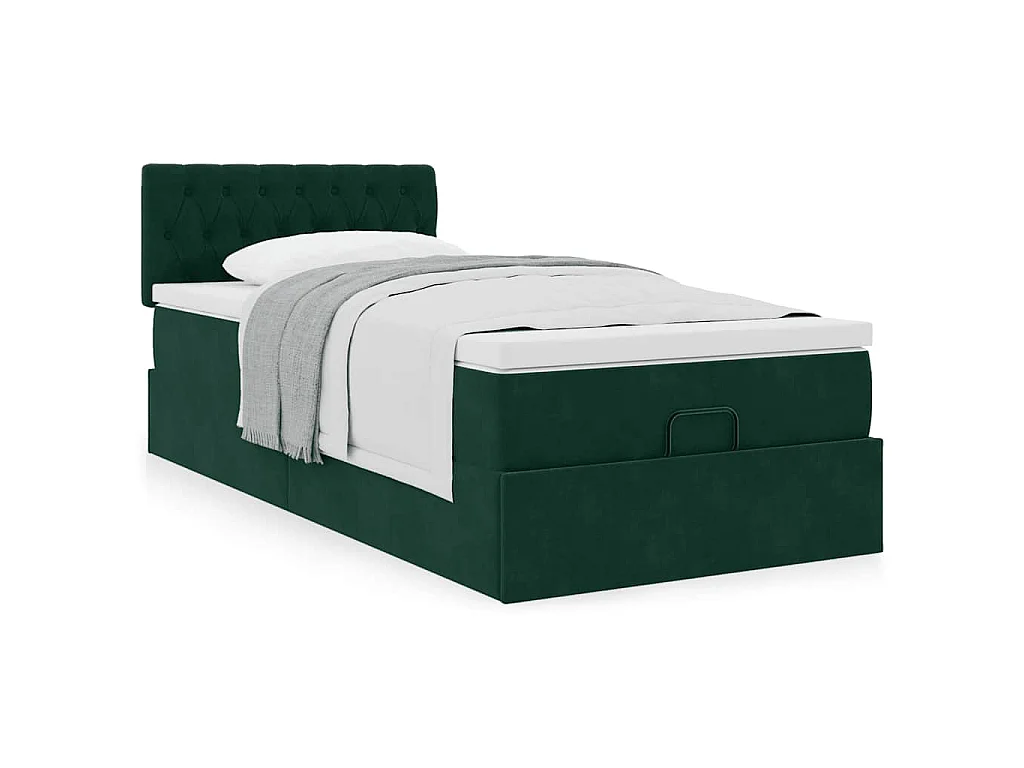 Ottoman-Bett mit Matratze Dunkelgrün 90x200 cm Samt