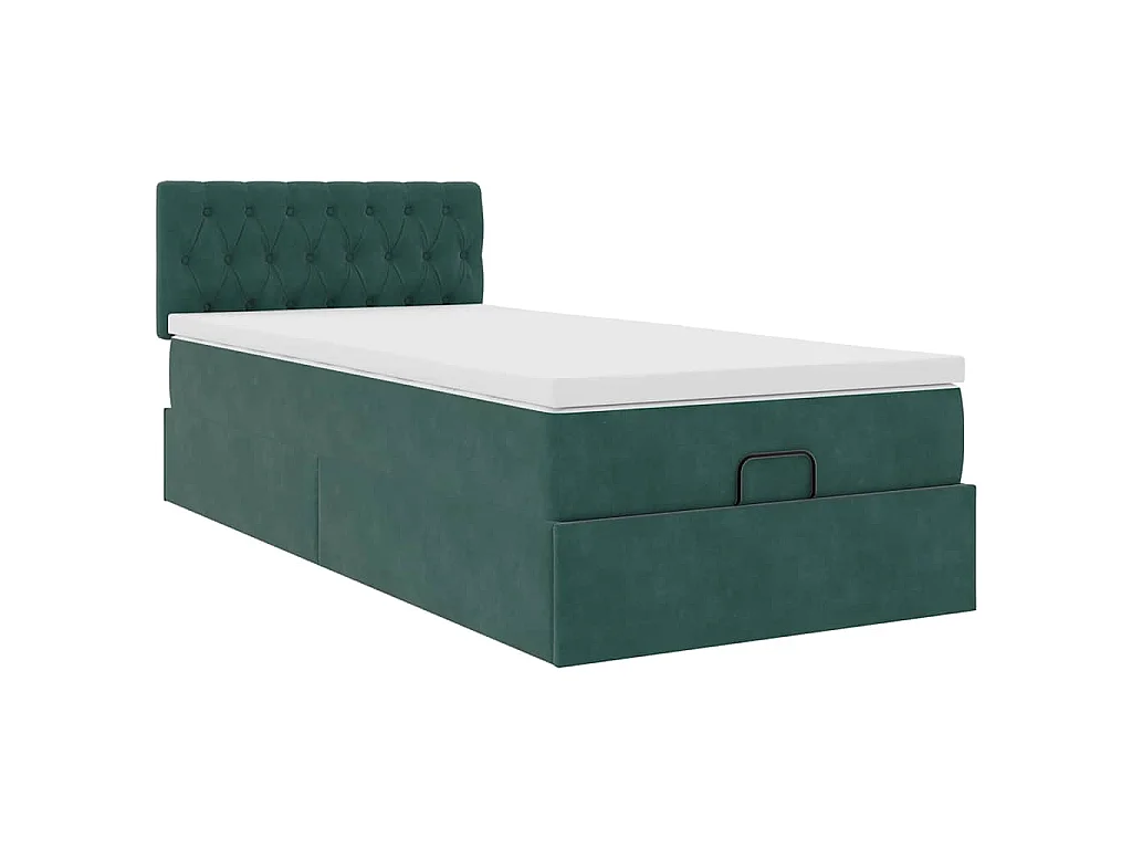 Ottoman-Bett mit Matratze Dunkelgrün 90x200 cm Samt