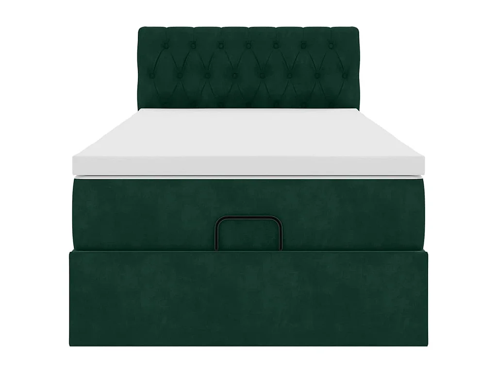 Ottoman-Bett mit Matratze Dunkelgrün 90x200 cm Samt