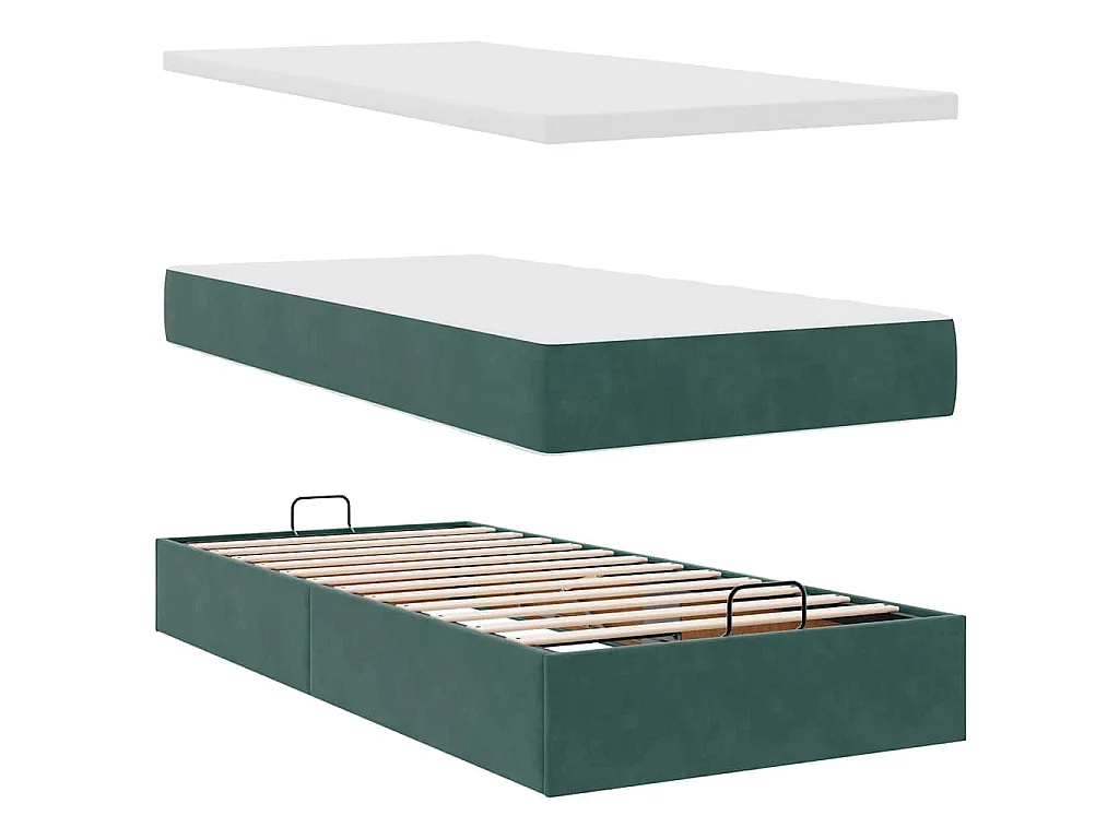 Ottoman-Bett mit Matratze Dunkelgrün 90x200 cm Samt