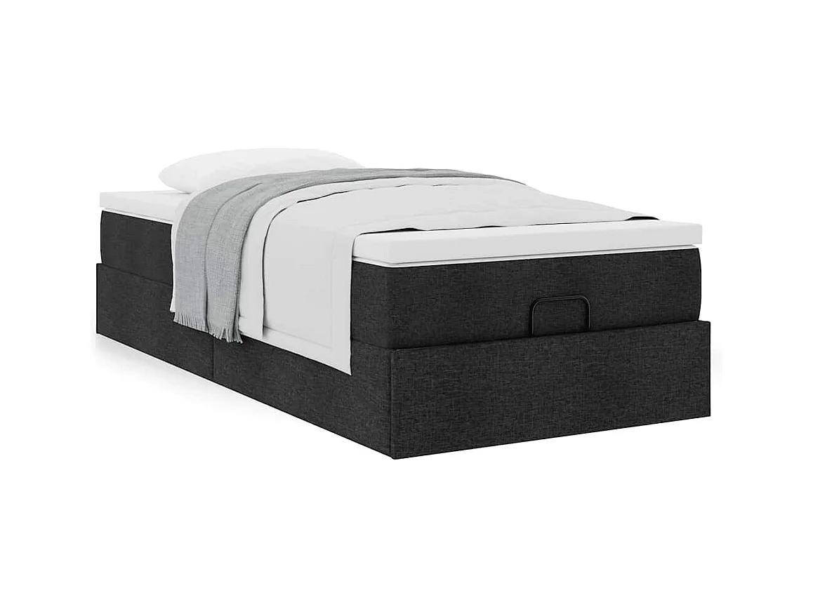 Ottoman bed met matras 100x200cm stof zwart