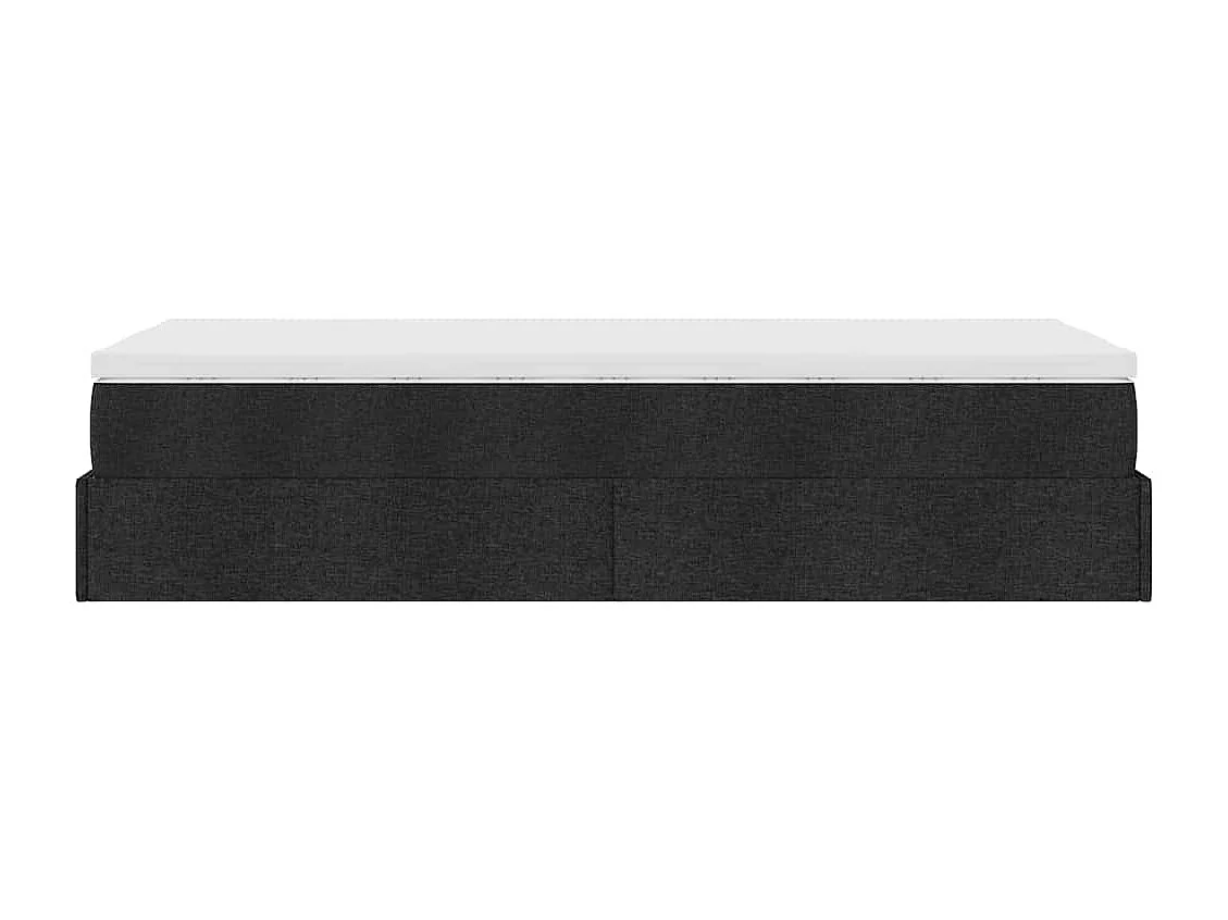 Struttura Letto Pouf con Materasso Nero 100x200 cm in Tessuto