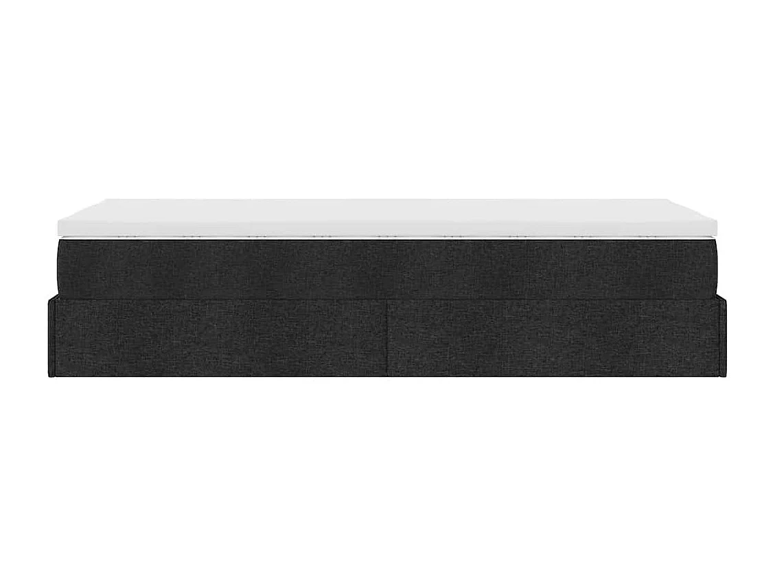 Struttura Letto Pouf con Materasso Nero 100x200 cm in Tessuto