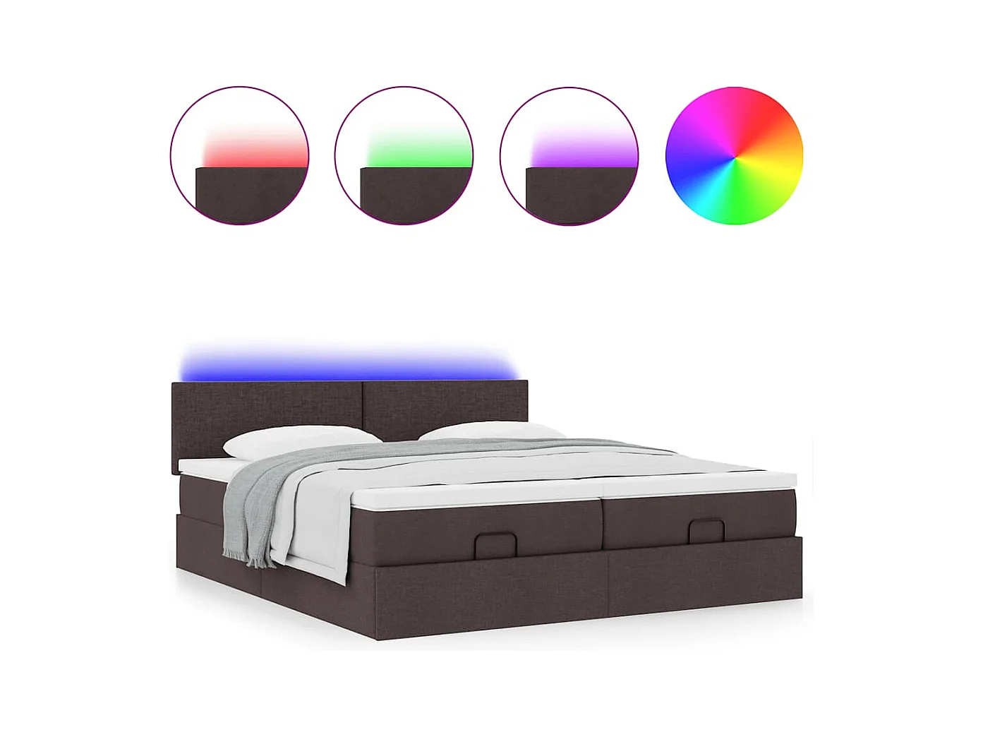 Cadre de lit ottoman avec matelas marron foncé 180x200 cm tissu