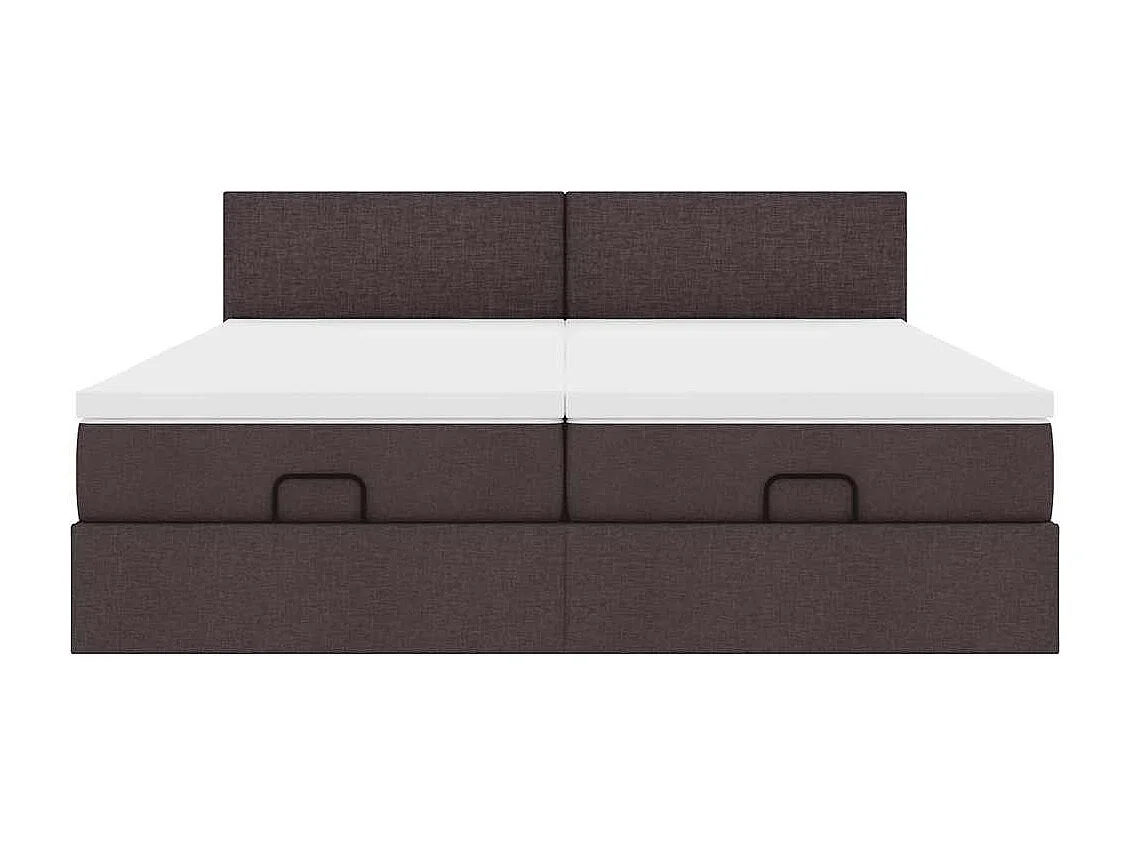 Ottoman-Bett mit Matratzen & LEDs Dunkelbraun 180x200 cm Stoff