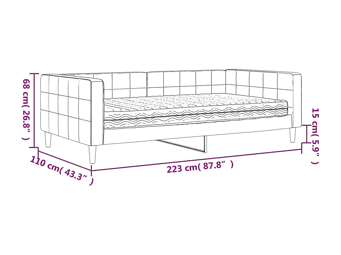 Tagesbett mit Matratze Dunkelgrau 100x200 cm Samt