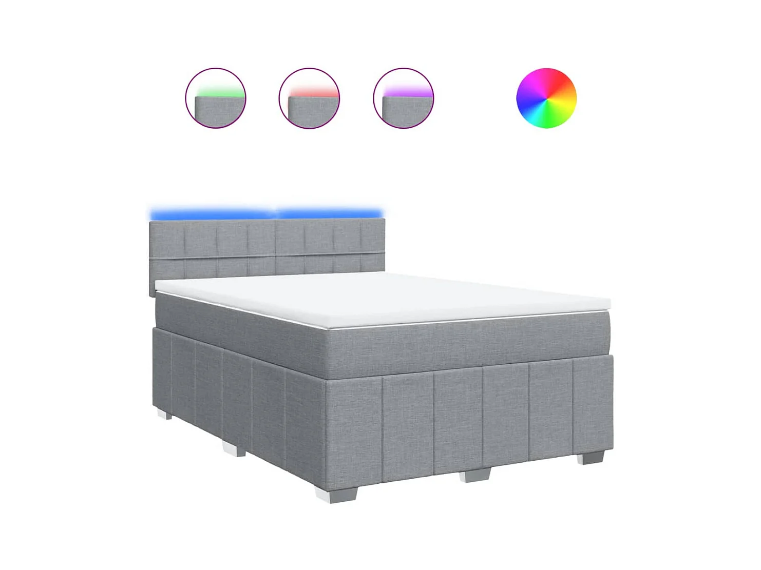 Sommier à lattes de lit avec matelas Gris clair 160x200cm Tissu