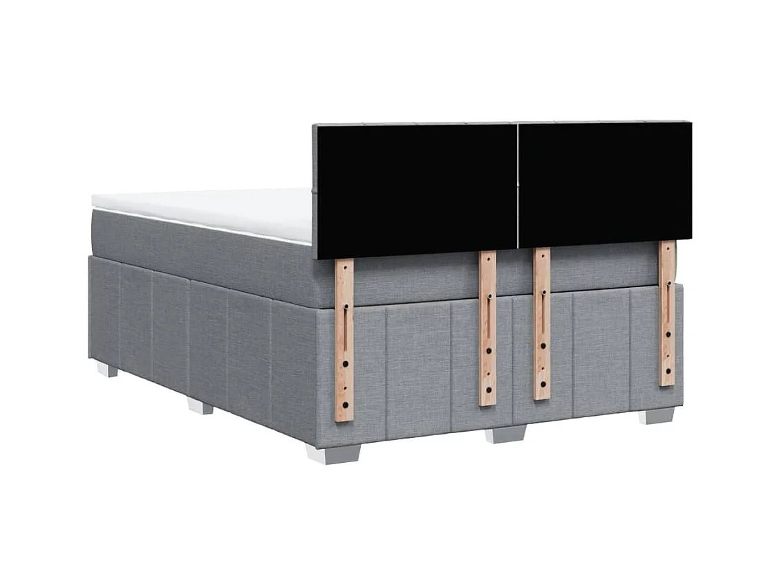 Sommier à lattes de lit avec matelas Gris clair 160x200cm Tissu
