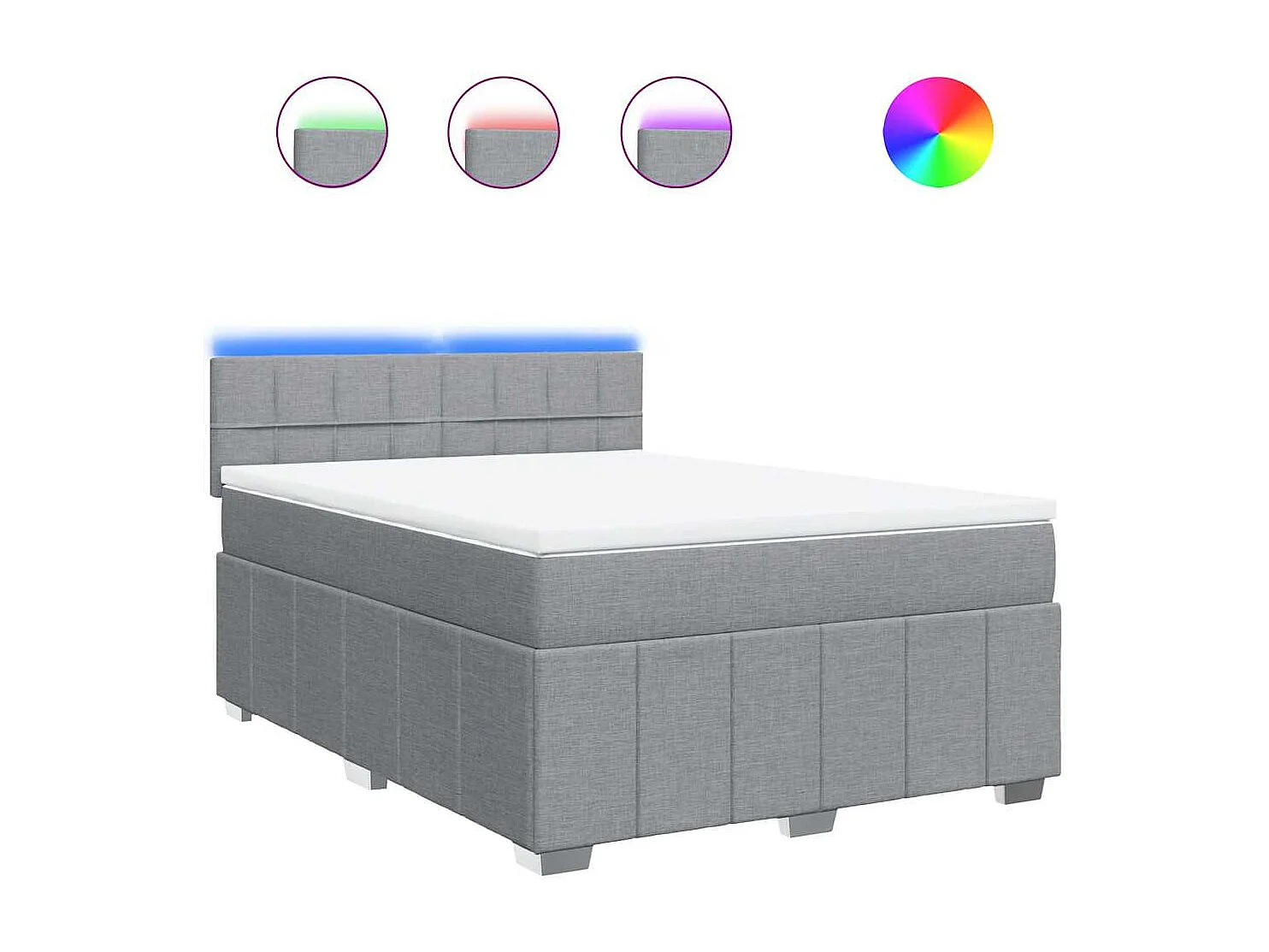 Sommier à lattes de lit avec matelas Gris clair 160x200cm Tissu