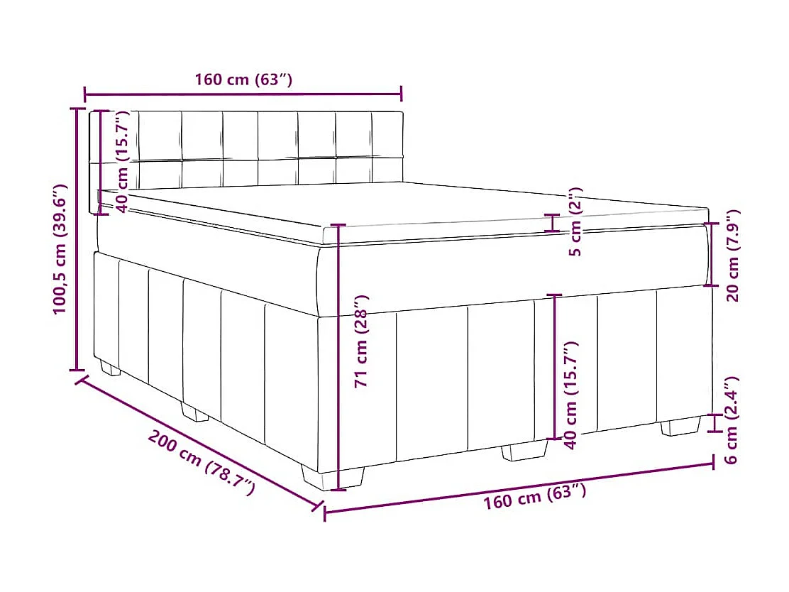 Sommier à lattes de lit avec matelas Gris clair 160x200cm Tissu
