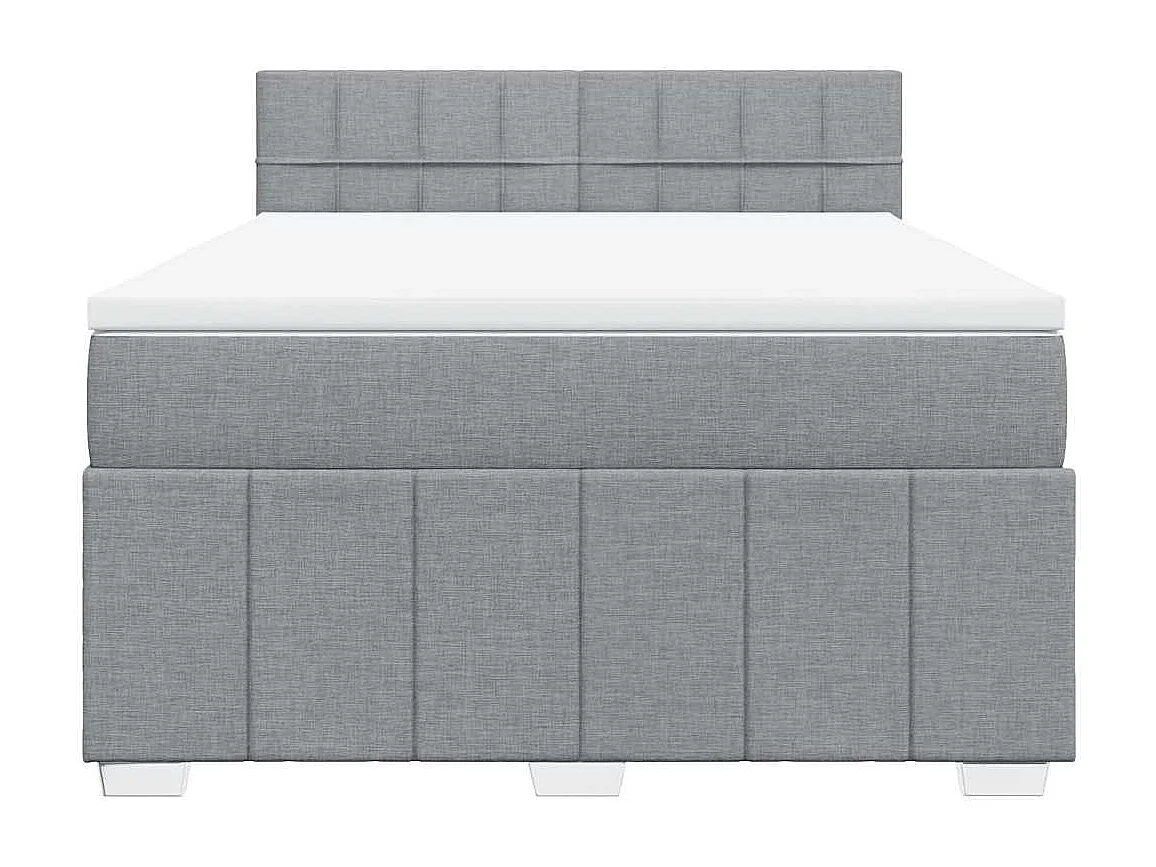 Sommier à lattes de lit avec matelas Gris clair 160x200cm Tissu