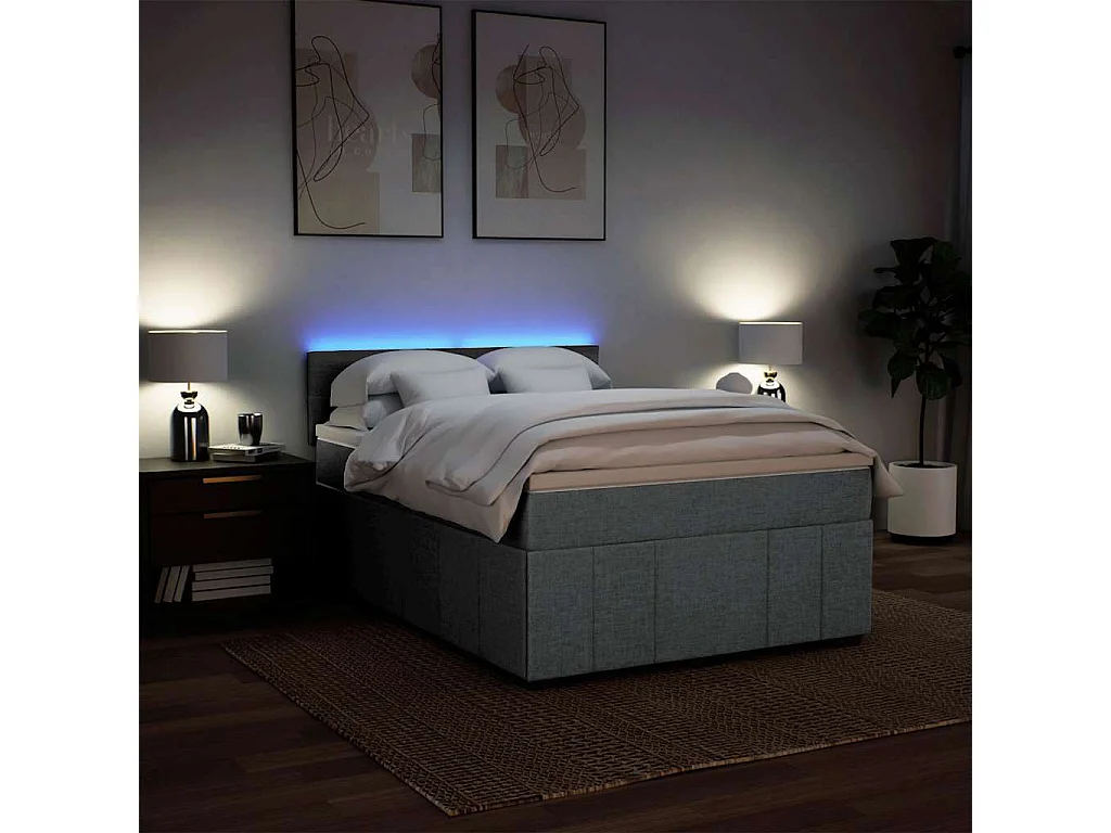 Boxspring met matras stof lichtgrijs 160x200 cm