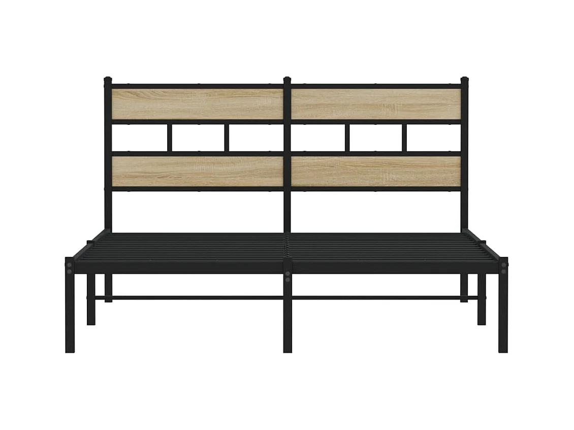 Cadre de lit en métal sans matelas chêne sonoma 140x190 cm