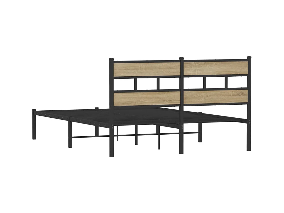 Cadre de lit en métal sans matelas chêne sonoma 140x190 cm