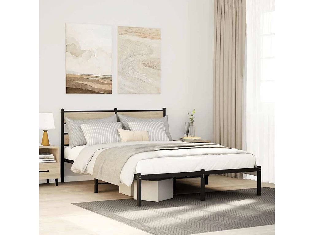 Bedframe zonder matras metaal sonoma eikenkleurig 140x190 cm