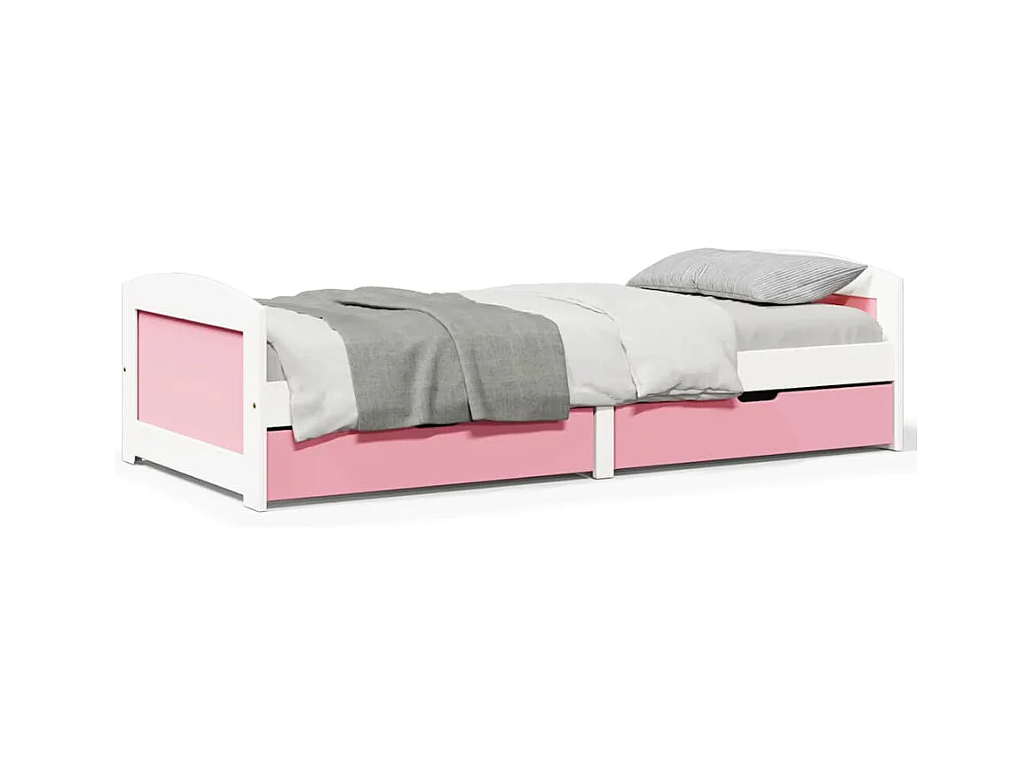 Lit de jour et 2 tiroirs sans matelas IRUN blanc rose 90x200 cm