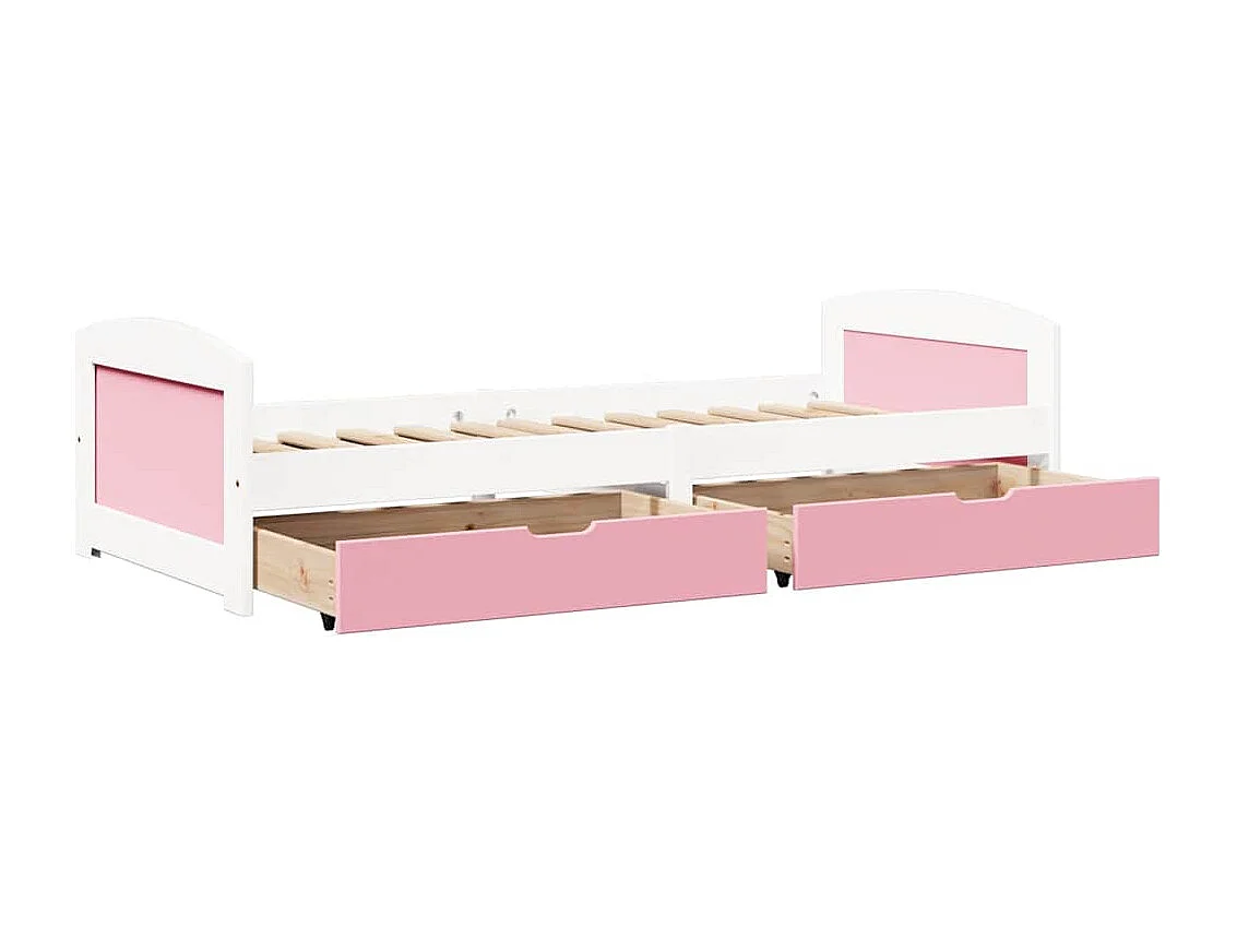 Lit de jour et 2 tiroirs sans matelas IRUN blanc rose 90x200 cm