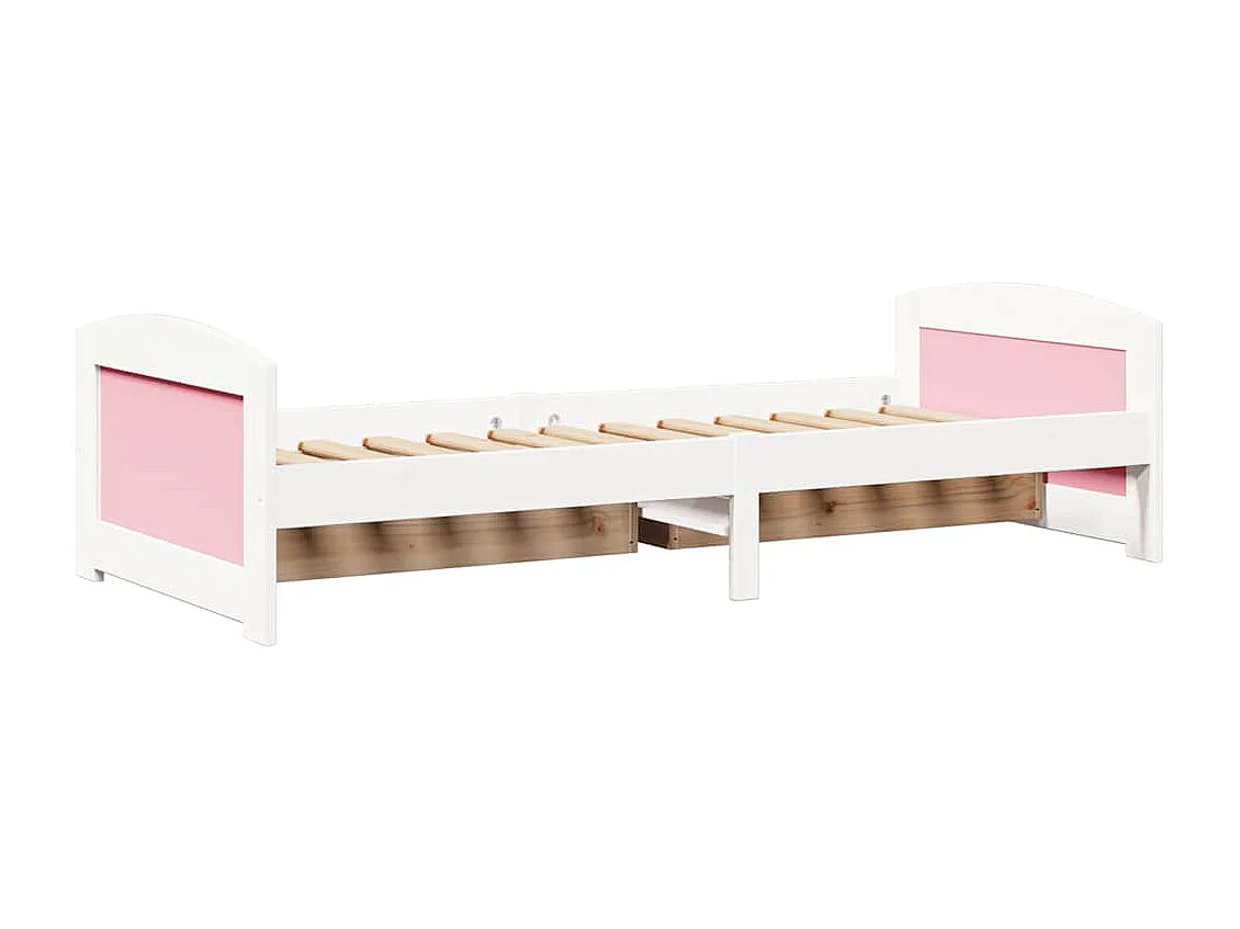 Lit de jour et 2 tiroirs sans matelas IRUN blanc rose 90x200 cm