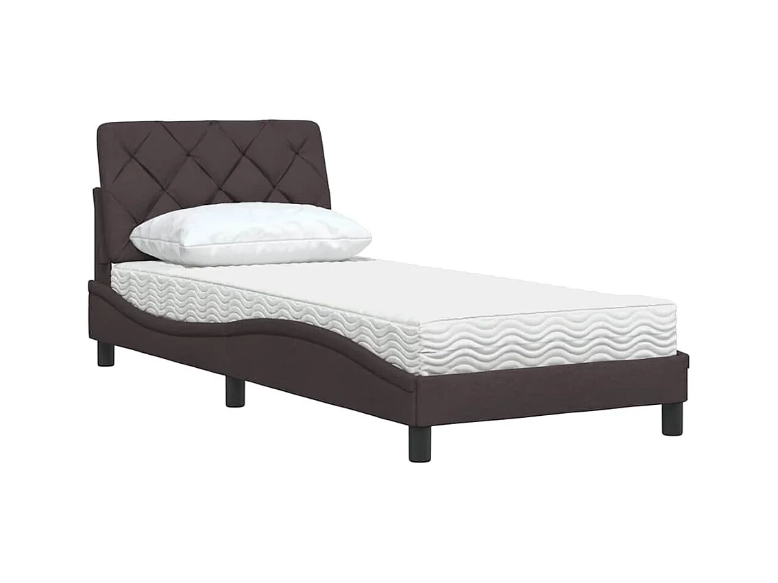 Bed met matras stof donkerbruin 90x200 cm