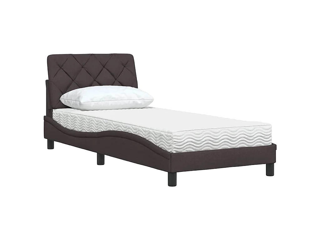 Letto con Materasso Marrone Scuro 90x200 cm in Tessuto