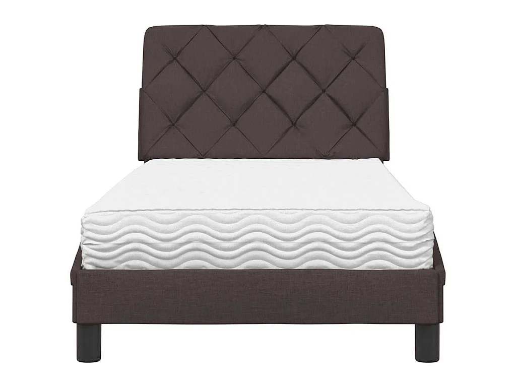 Letto con Materasso Marrone Scuro 90x200 cm in Tessuto