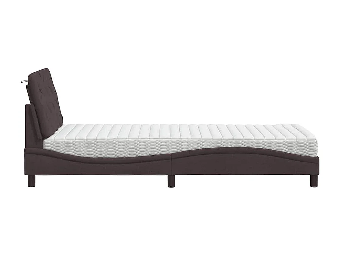 Letto con Materasso Marrone Scuro 90x200 cm in Tessuto