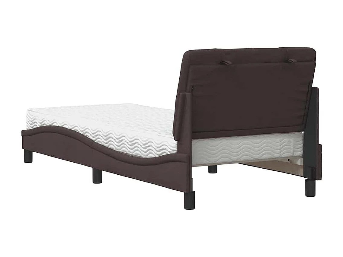 Letto con Materasso Marrone Scuro 90x200 cm in Tessuto
