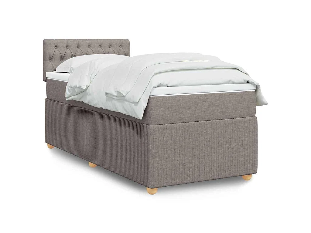 Boxspringbett mit Matratze Taupe 90x200 cm Stoff