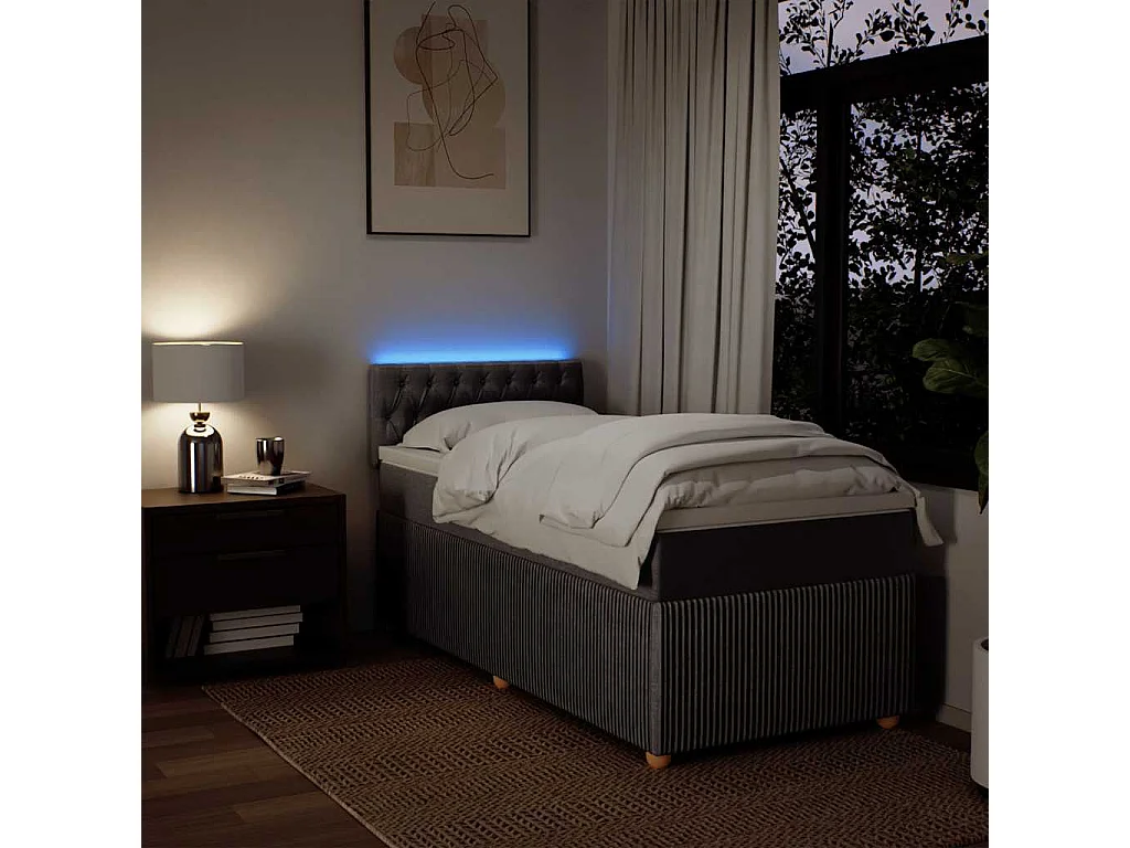 Boxspringbett mit Matratze Taupe 90x200 cm Stoff