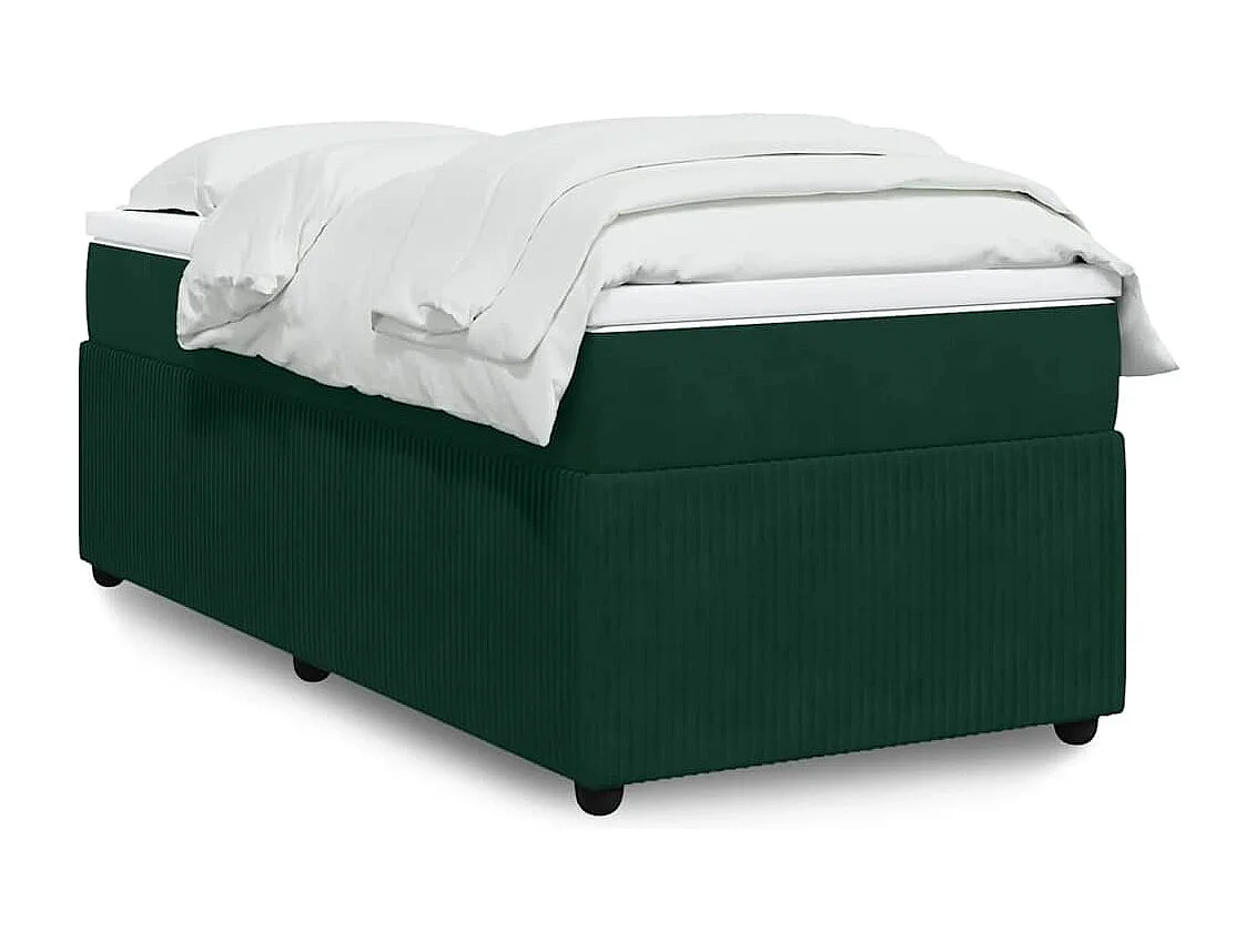 Boxspringbett mit Matratze Dunkelgrün 90x190 cm Samt