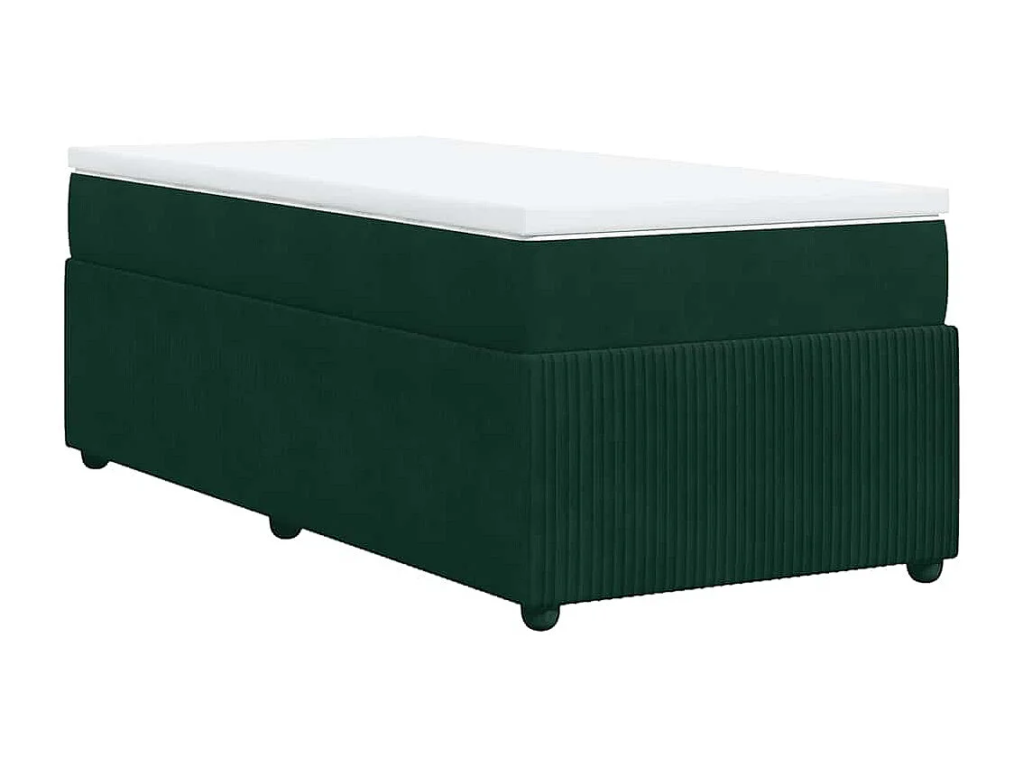 Boxspringbett mit Matratze Dunkelgrün 90x190 cm Samt