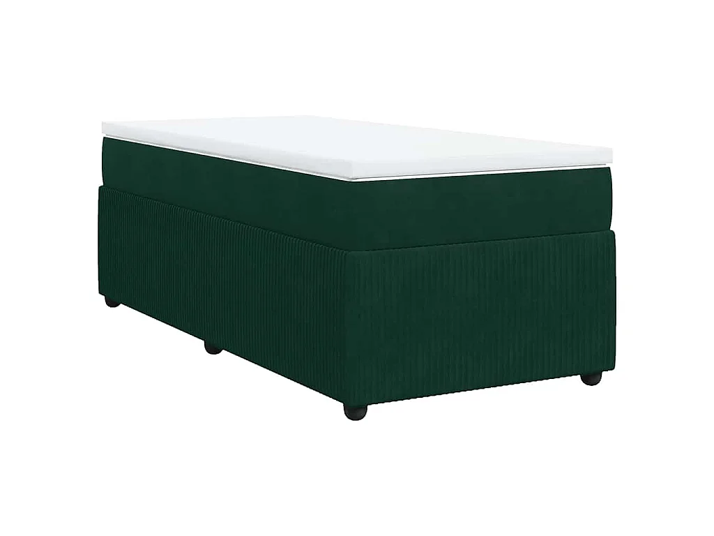 Giroletto a Molle con Materasso Verde Scuro 90x190 cm Velluto