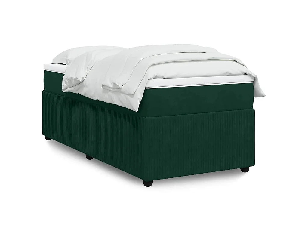 Giroletto a Molle con Materasso Verde Scuro 90x190 cm Velluto