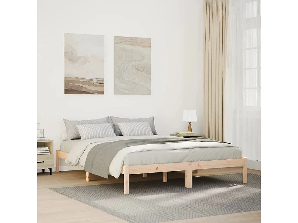 Bedframe extra lang zonder matras massief grenenhout 140x210 cm