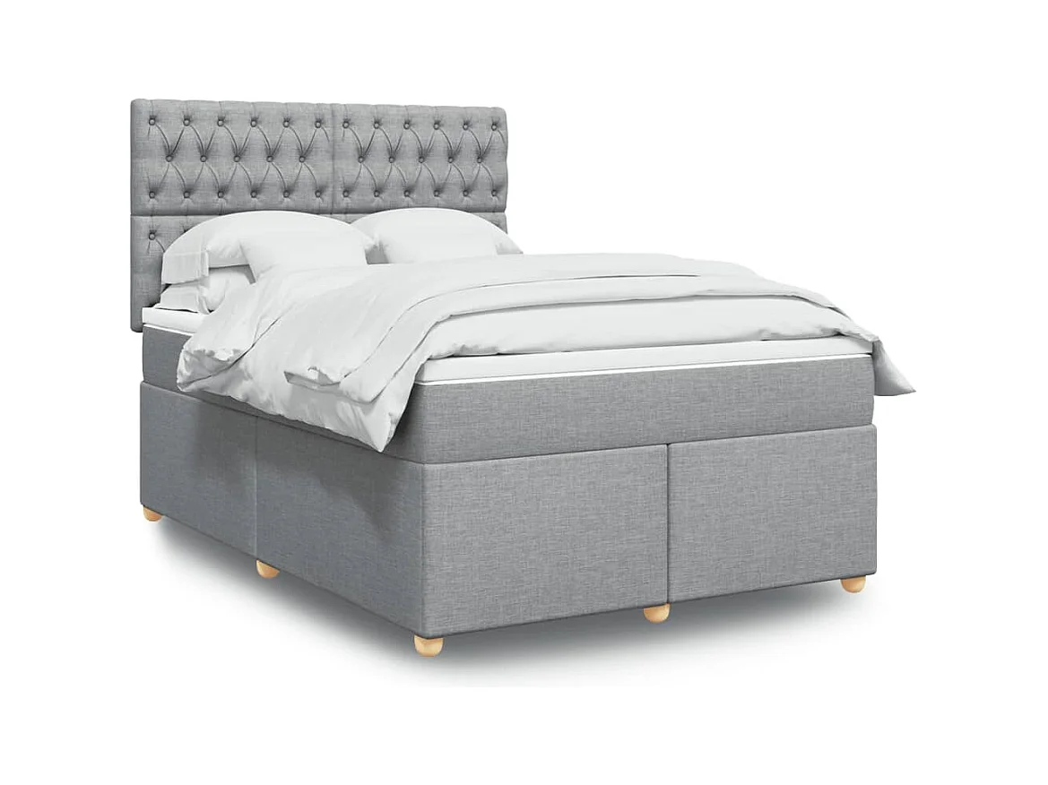 Sommier à lattes de lit avec matelas Gris clair 140x190cm Tissu