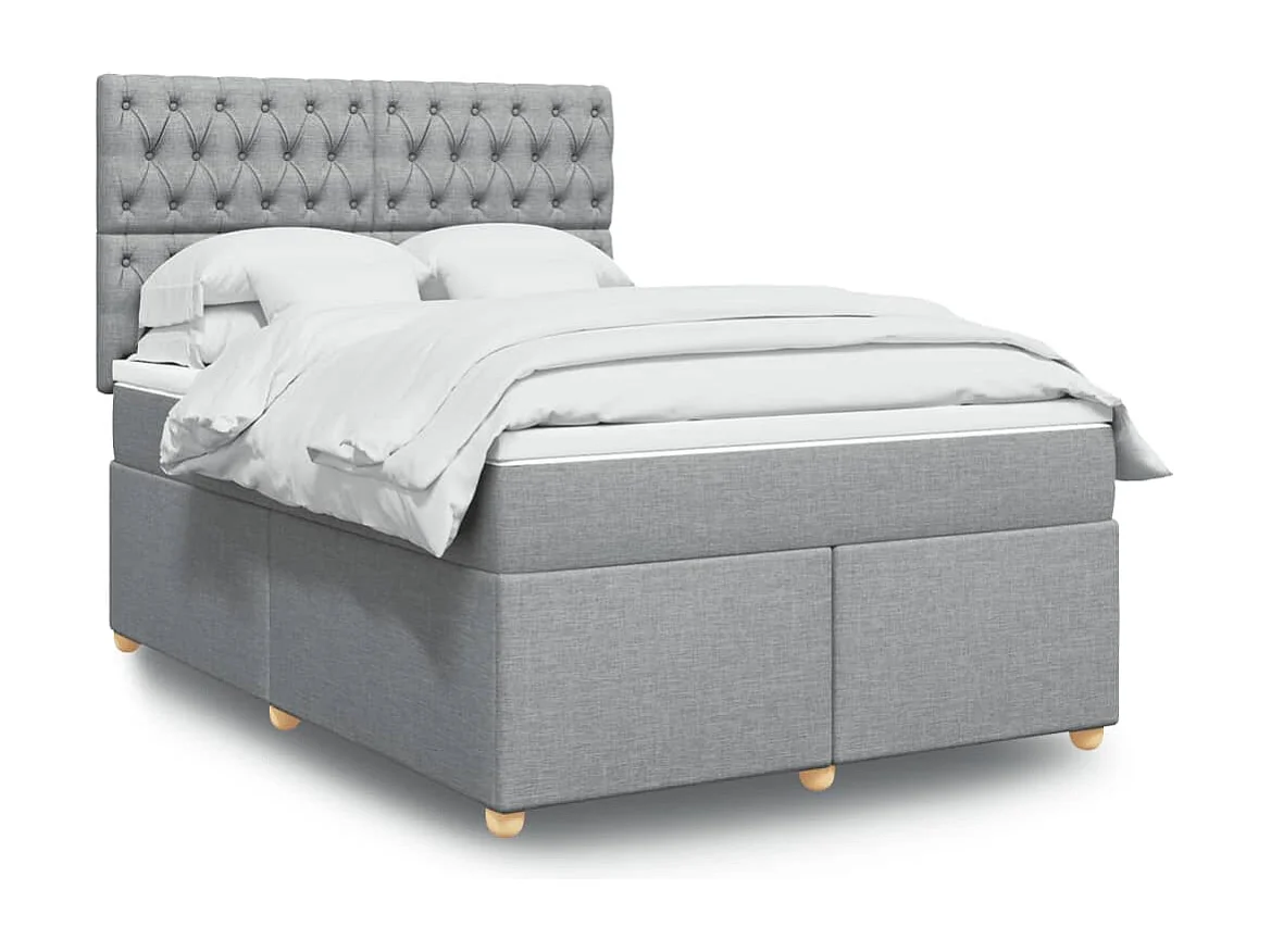 Boxspringbett mit Matratze Hellgrau 140x190 cm Stoff
