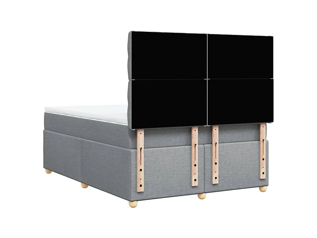 Cama box spring con colchón tela gris claro 140x190 cm
