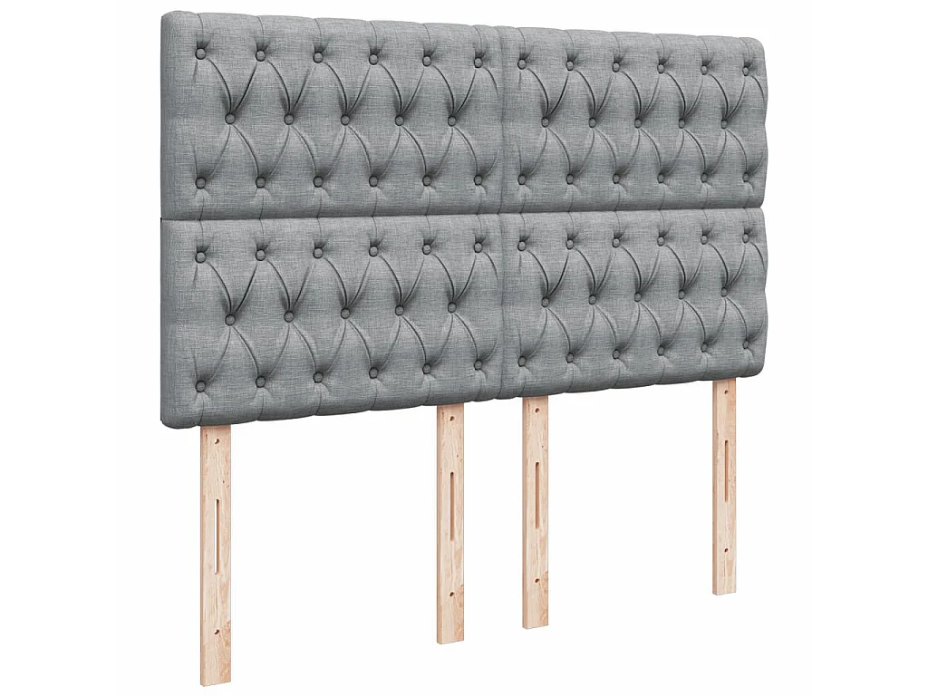 Cama box spring con colchón tela gris claro 140x190 cm