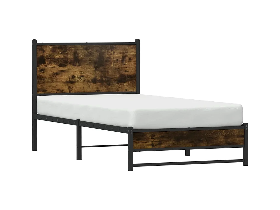 Cadre de lit en métal sans matelas chêne fumé 100x200 cm