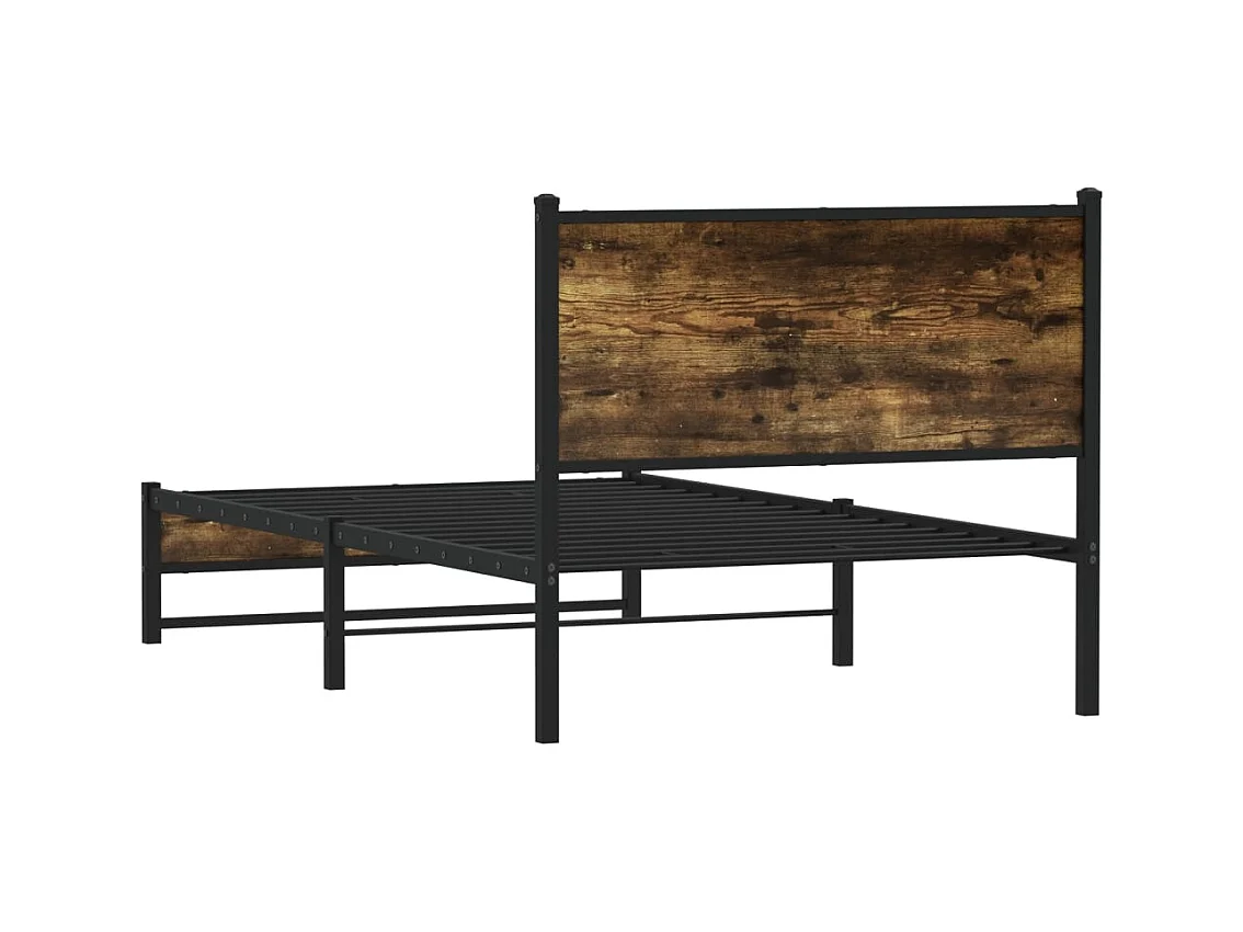 Cadre de lit en métal sans matelas chêne fumé 100x200 cm