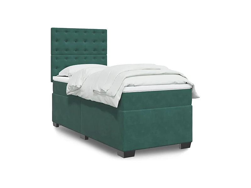 Boxspringbett mit Matratze Dunkelgrün 100x200 cm Samt