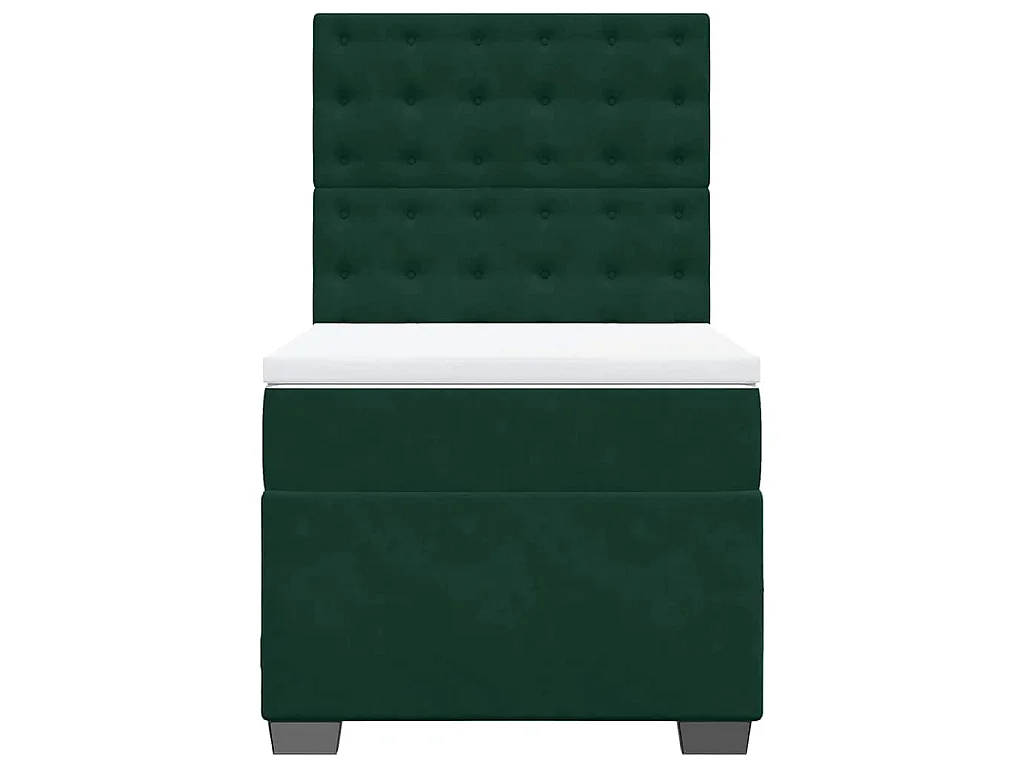 Cama com molas/colchão 100x200 cm veludo verde-escuro