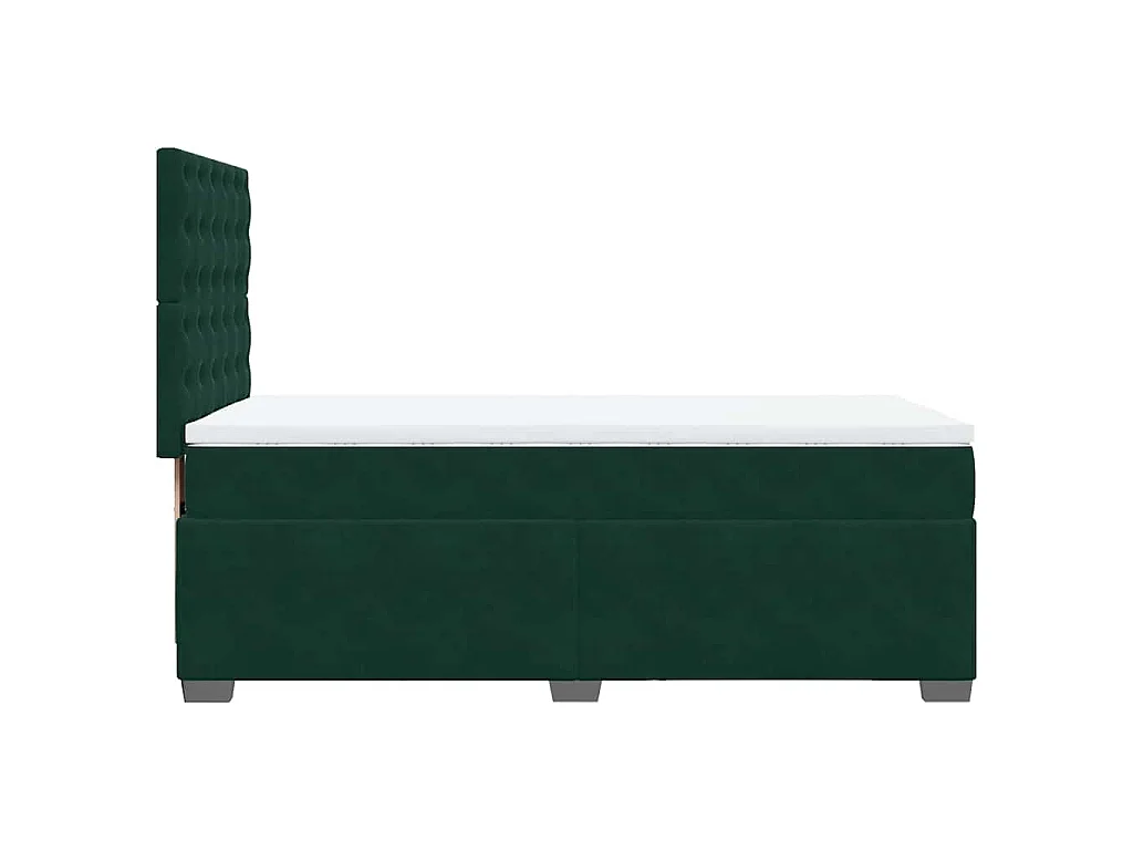 Cama com molas/colchão 100x200 cm veludo verde-escuro