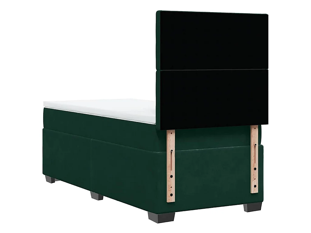 Cama com molas/colchão 100x200 cm veludo verde-escuro