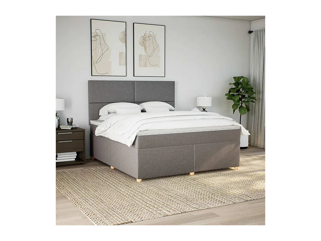 Giroletto a Molle con Materasso Tortora 180x200 cm in Tessuto