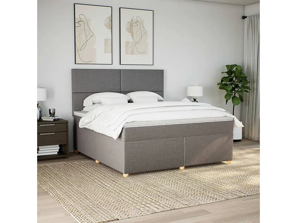 Sommier à lattes de lit avec matelas Taupe 180x200 cm Tissu