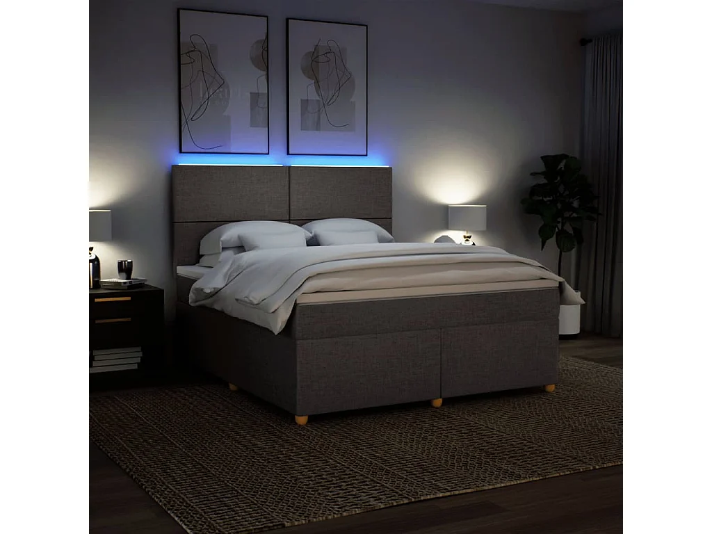 Boxspring met matras stof taupe 180x200 cm