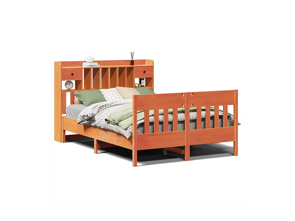 Cadre de lit sans matelas cire marron 160x200cm bois pin massif