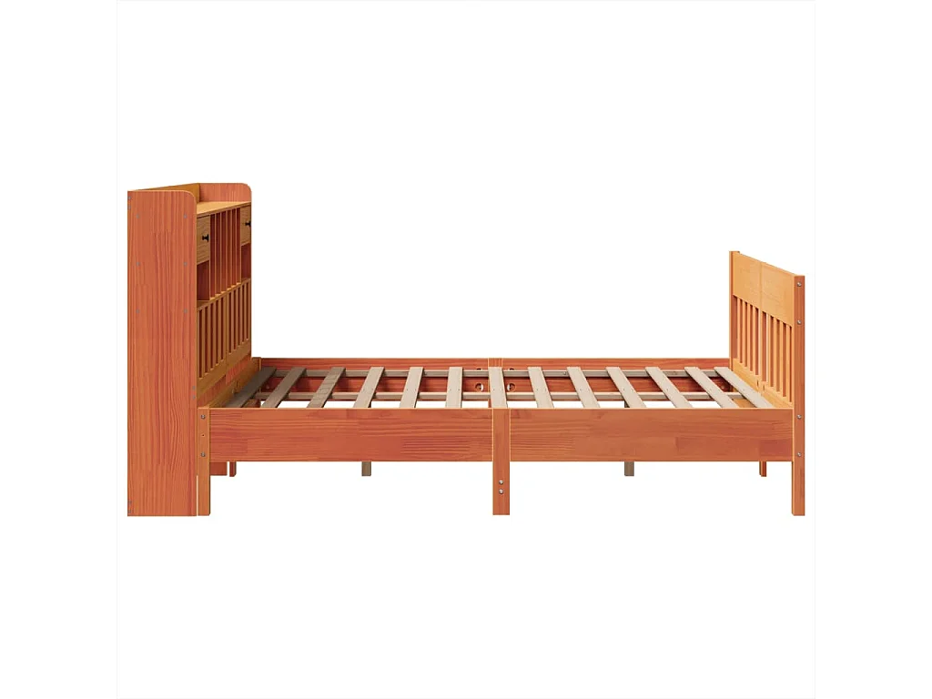 Cama sem colchão 160x200 cm madeira pinho maciço castanho-mel