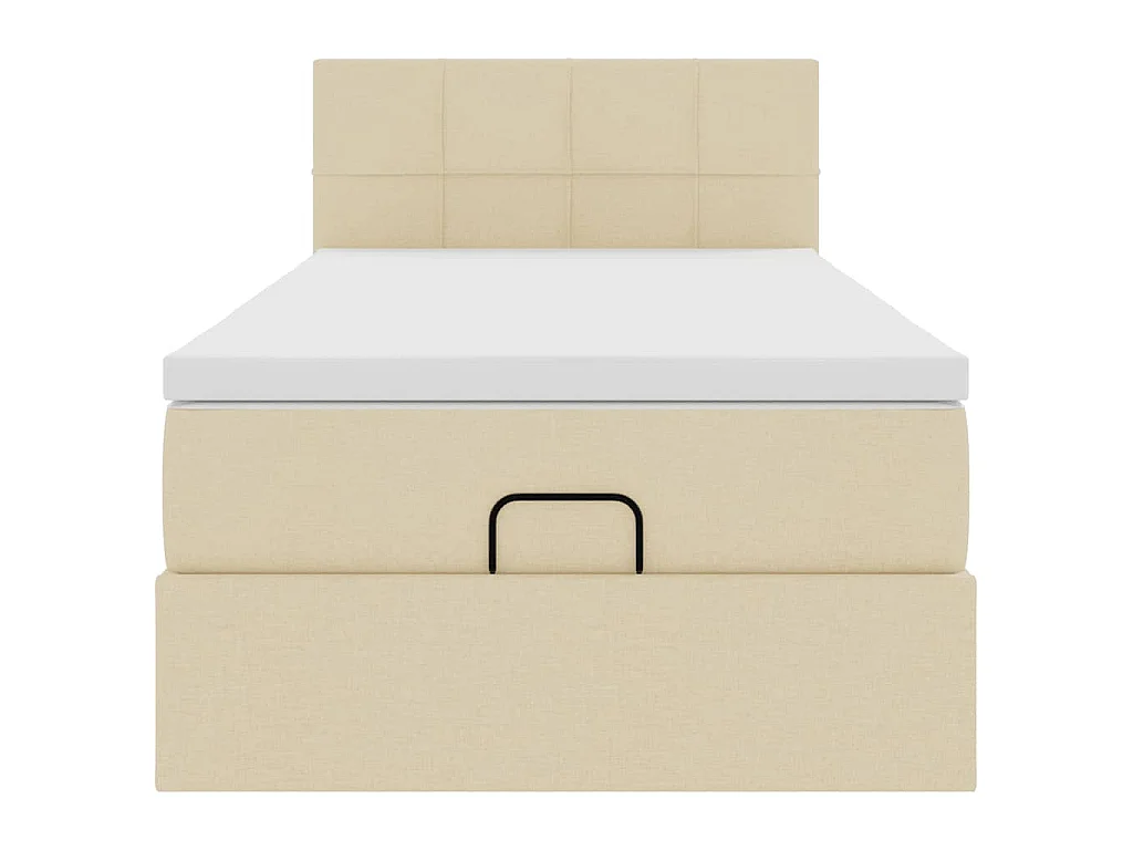 Lit ottoman avec matelas crème 90x200 cm tissu